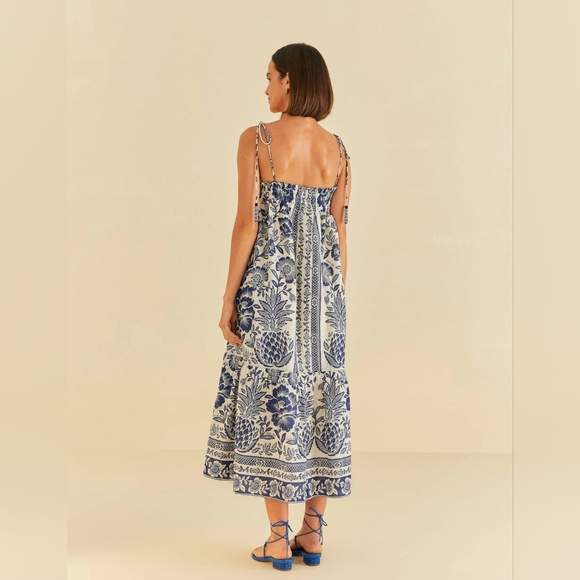 NWOT Anthropologie Farm Rio Blue Pineapple Garden Maxi Dress - Medium - Picture 4 of 5